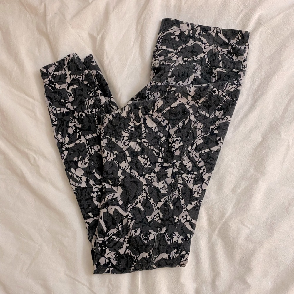 Nike Gray White Light Pink / Purple Dri- Fit Camo full length leggings